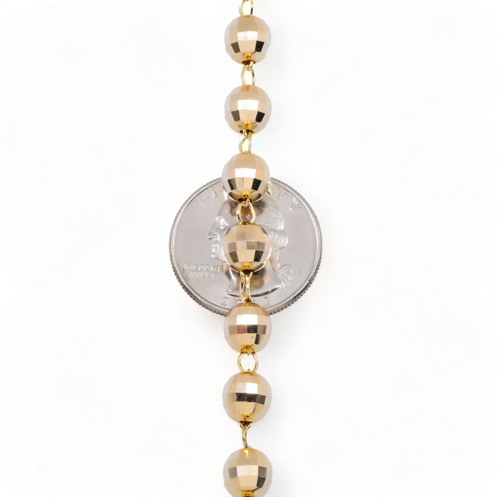 10K GOLD SOLID 7.81MM OUR LADY OF GUADALUPE CRUCIFIX ROSARY CHAIN