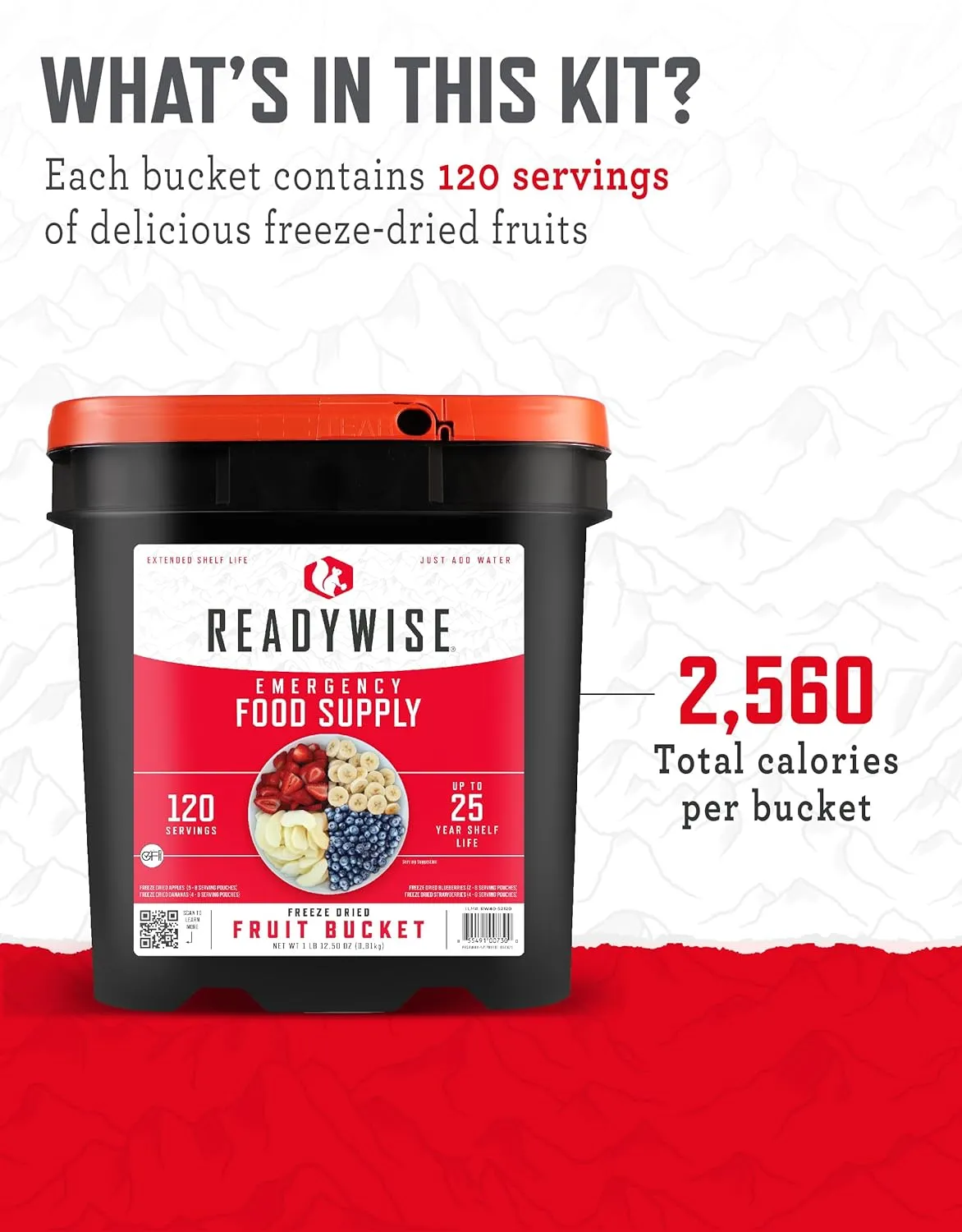 120 Serving Freeze Dried Fruit Bucket