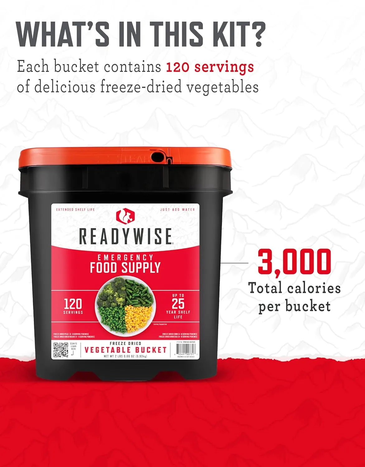 120 Serving Freeze Dried Vegetable Bucket