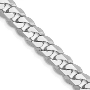 14k White Gold Polished 6.10mmFlat Curb Chain