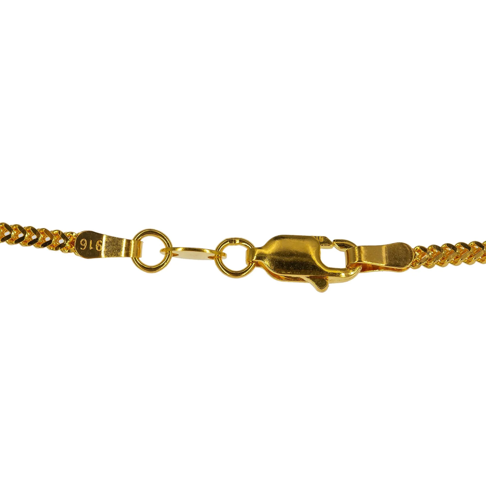 22K Yellow Gold Long Chain W/ Wheat Link Chain, 22 Inches