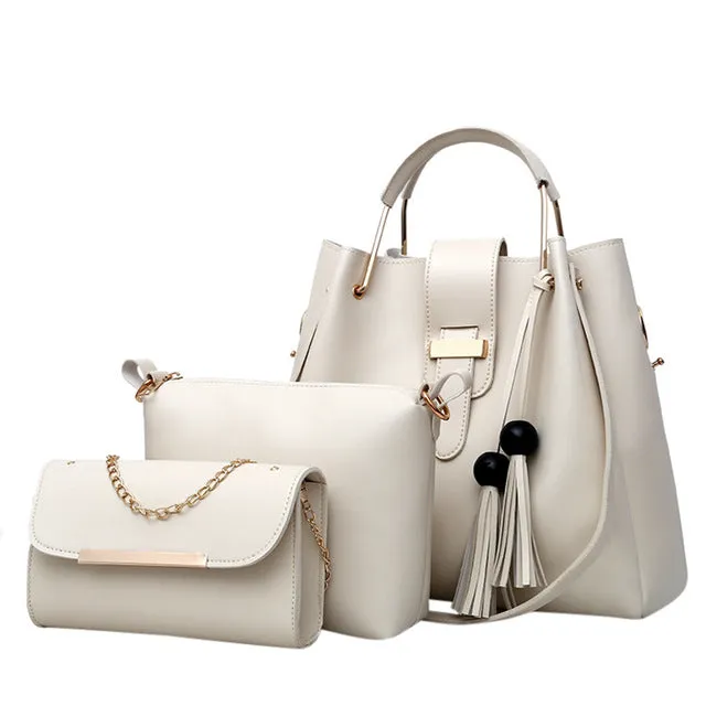 3Pcs/Sets Women Handbags Leather Shoulder Bags Female Large Capacity Casual Tote Bag Bucket Purses And Handbags Sac A Main Femme