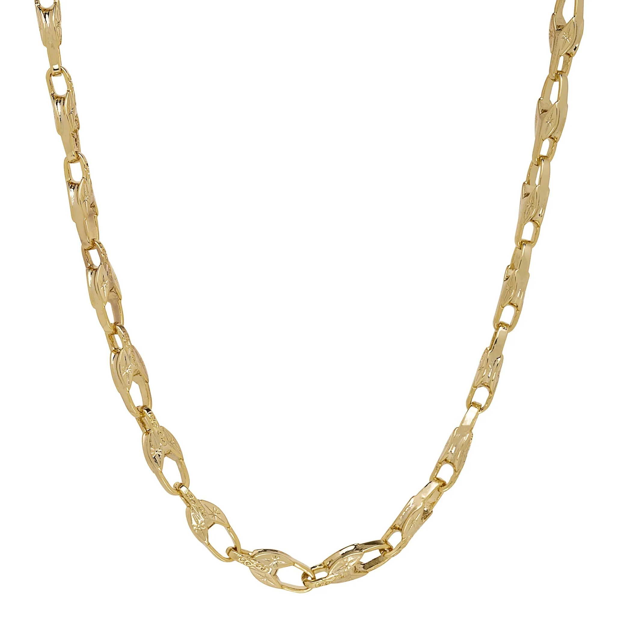 8mm Gold Ornate Flat Tulip Chain 20 Inches