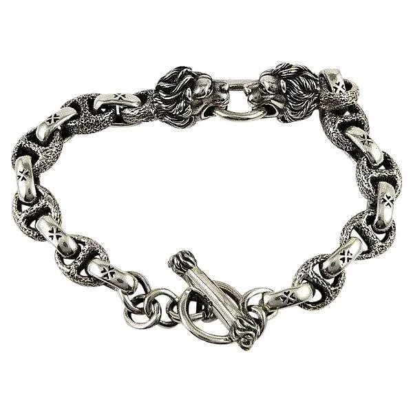 925 Sterling Silver Lion Chain Bracelet