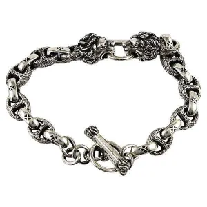 925 Sterling Silver Lion Chain Bracelet