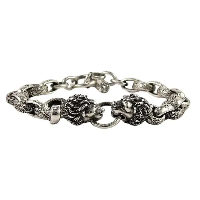 925 Sterling Silver Lion Chain Bracelet
