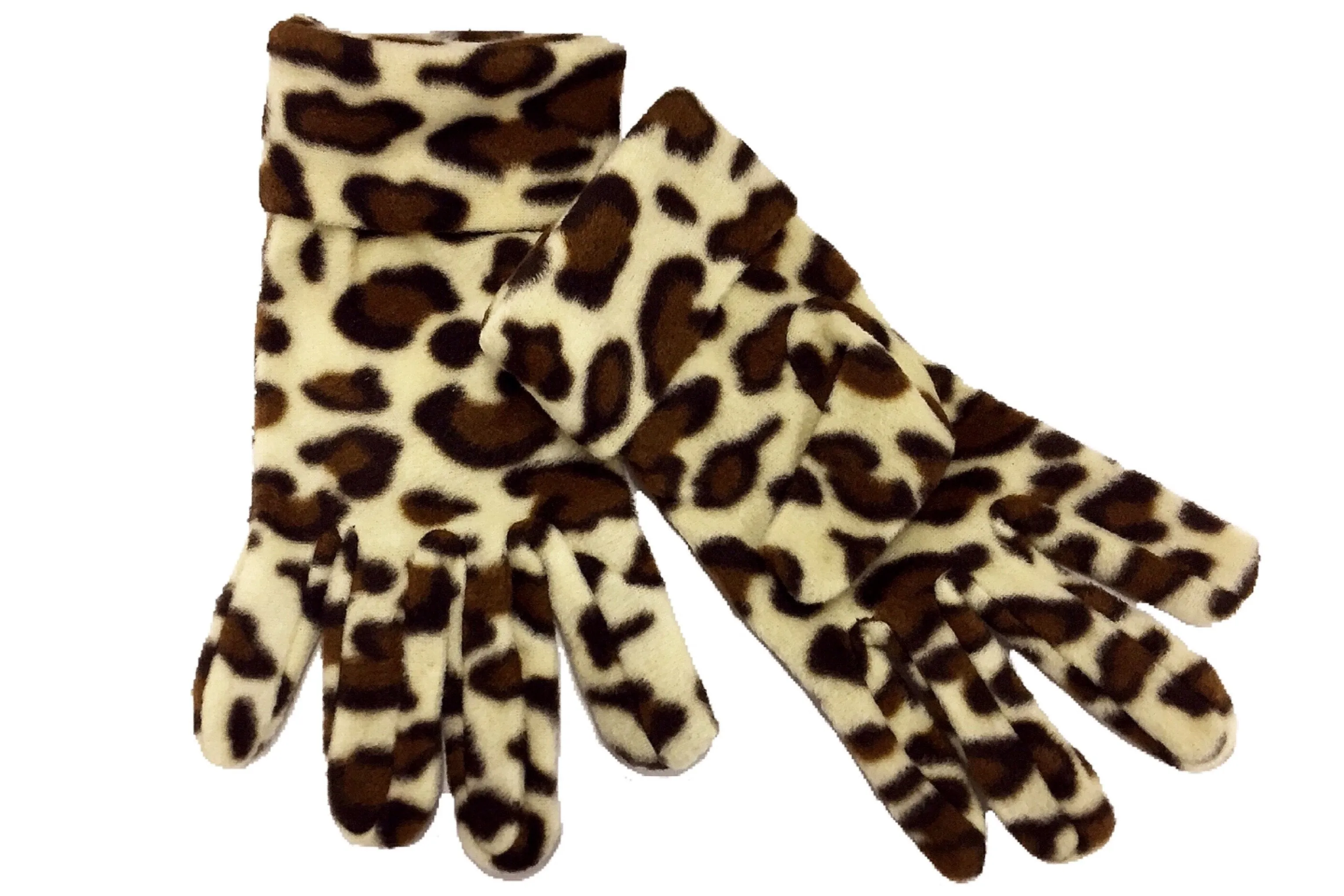 Animal Print Fleece Scarf, Gloves, & Beanie Set