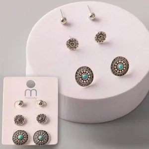 Antique Tribal Medallion Earrings Set 37607AS (12 units)