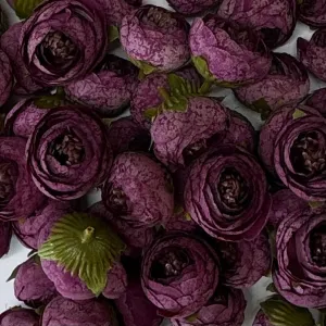 Artificial Silk Flower Heads - Eggplant Peony Style 92 - 5 Pack