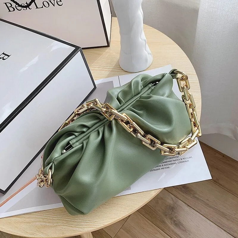 Back to College New Bolsa De Ombro Luxuosa Para Mulheres Chain Shoulder Bags for Women 2021 Leather De Marca Bolsa De Axila Bolsas Plissadas Bag
