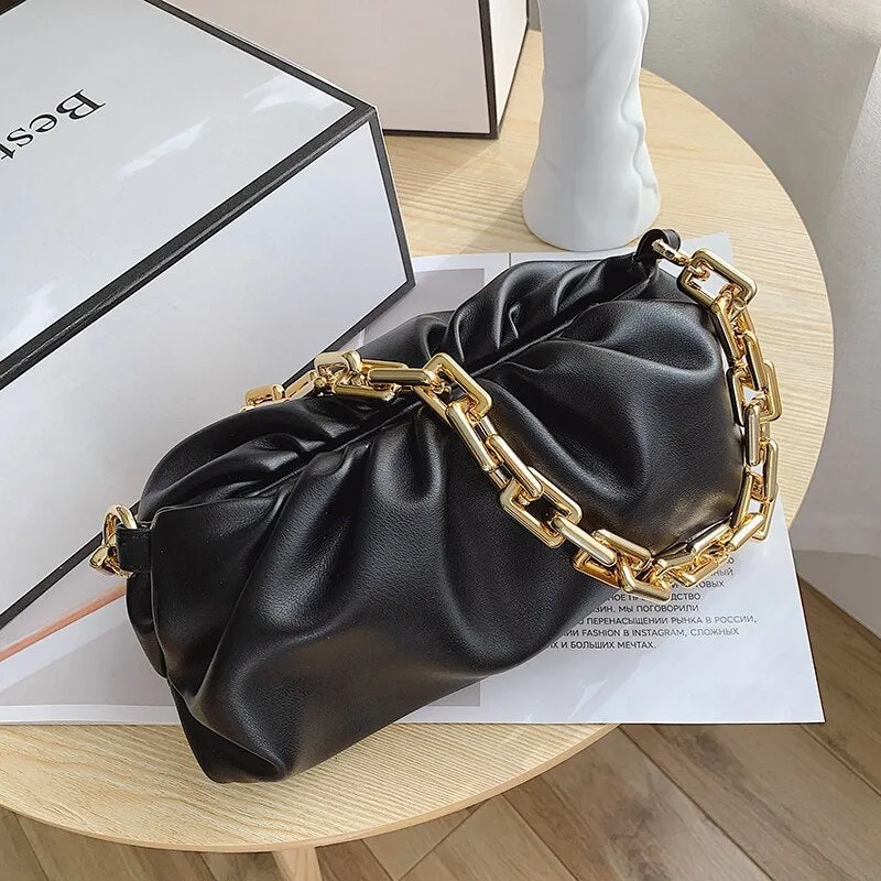 Back to College New Bolsa De Ombro Luxuosa Para Mulheres Chain Shoulder Bags for Women 2021 Leather De Marca Bolsa De Axila Bolsas Plissadas Bag