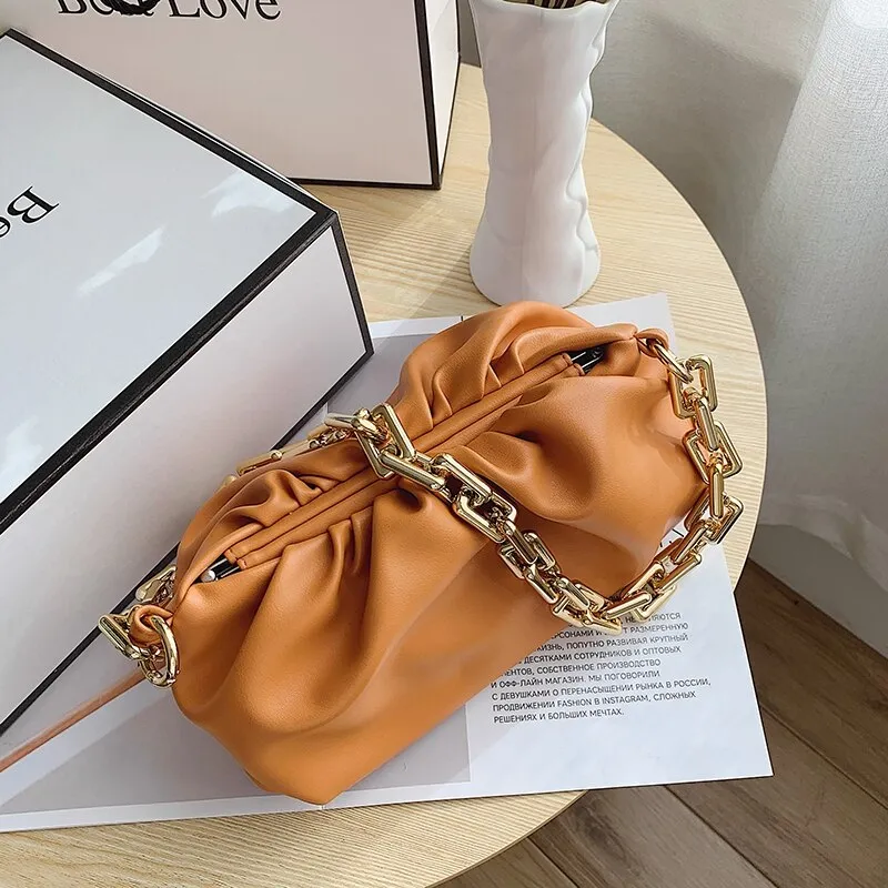 Back to College New Bolsa De Ombro Luxuosa Para Mulheres Chain Shoulder Bags for Women 2021 Leather De Marca Bolsa De Axila Bolsas Plissadas Bag
