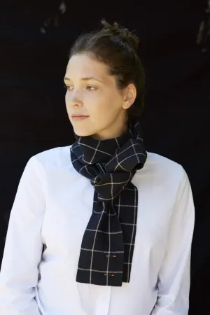 Black & White Check Linen Scarf