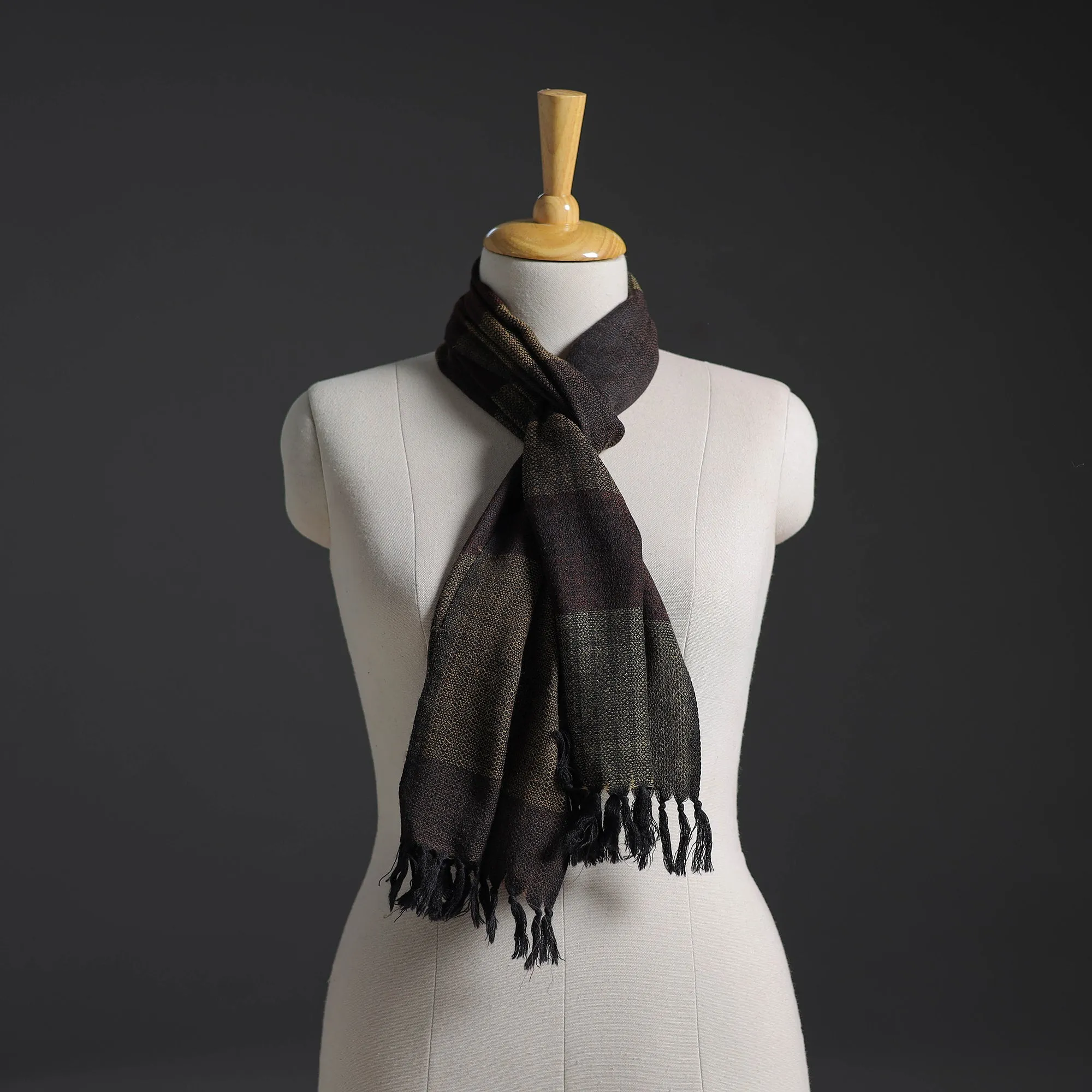 Black - Kumaun Handwoven Merino Wool Scarf 230