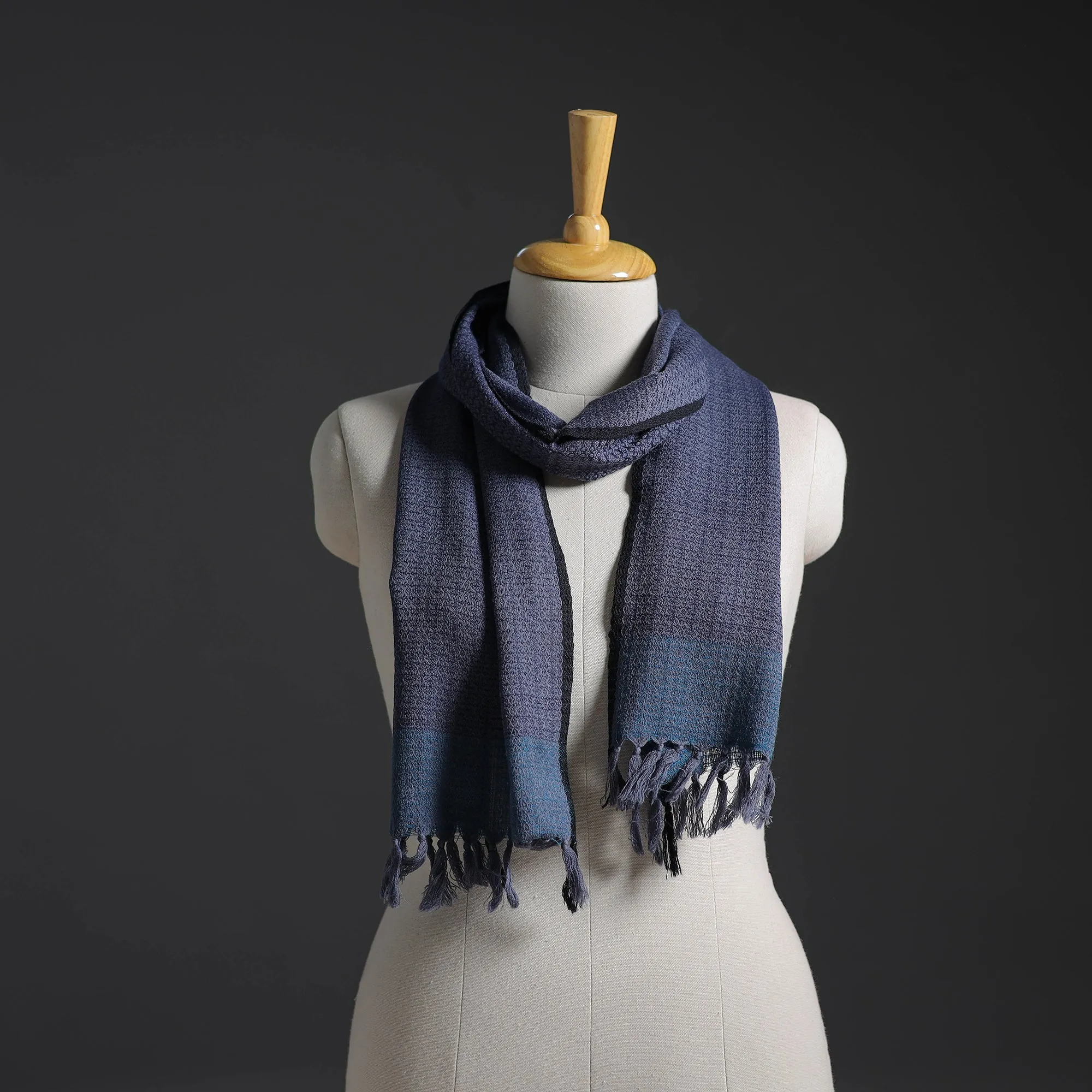 Blue - Kumaun Handwoven Merino Wool Scarf 248