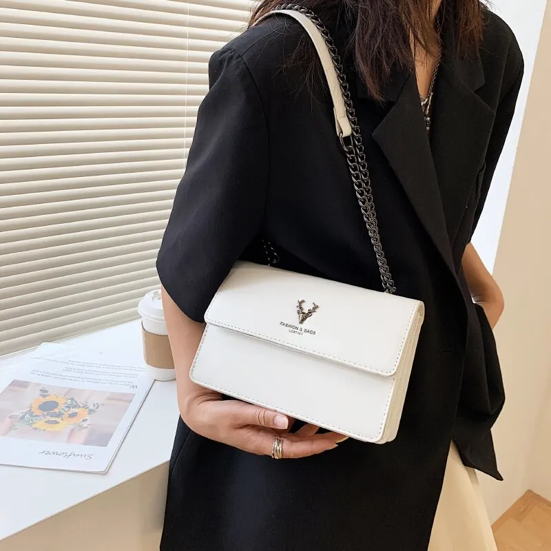 Christmas Gift 2021 Fashion Chain Shoulder Bags for Women Small Flap Messenger Bag Ladies Luxury Pu Leather Crossbody Bags Square Handbags Sac