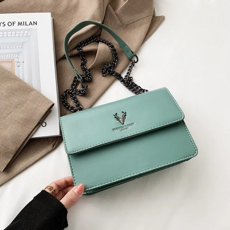 Christmas Gift 2021 Fashion Chain Shoulder Bags for Women Small Flap Messenger Bag Ladies Luxury Pu Leather Crossbody Bags Square Handbags Sac