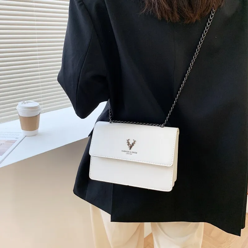 Christmas Gift 2021 Fashion Chain Shoulder Bags for Women Small Flap Messenger Bag Ladies Luxury Pu Leather Crossbody Bags Square Handbags Sac