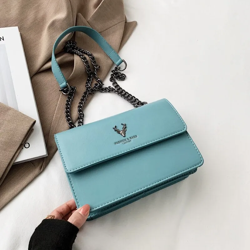 Christmas Gift 2021 Fashion Chain Shoulder Bags for Women Small Flap Messenger Bag Ladies Luxury Pu Leather Crossbody Bags Square Handbags Sac