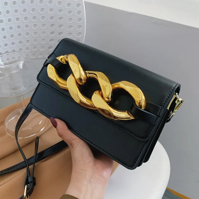 Christmas Gift Designer Thick Chain Crossbody Bags for Women Small Square Shoulder Bags Women's Bag Luxury Pu Leather Women Handbags Purse 2021