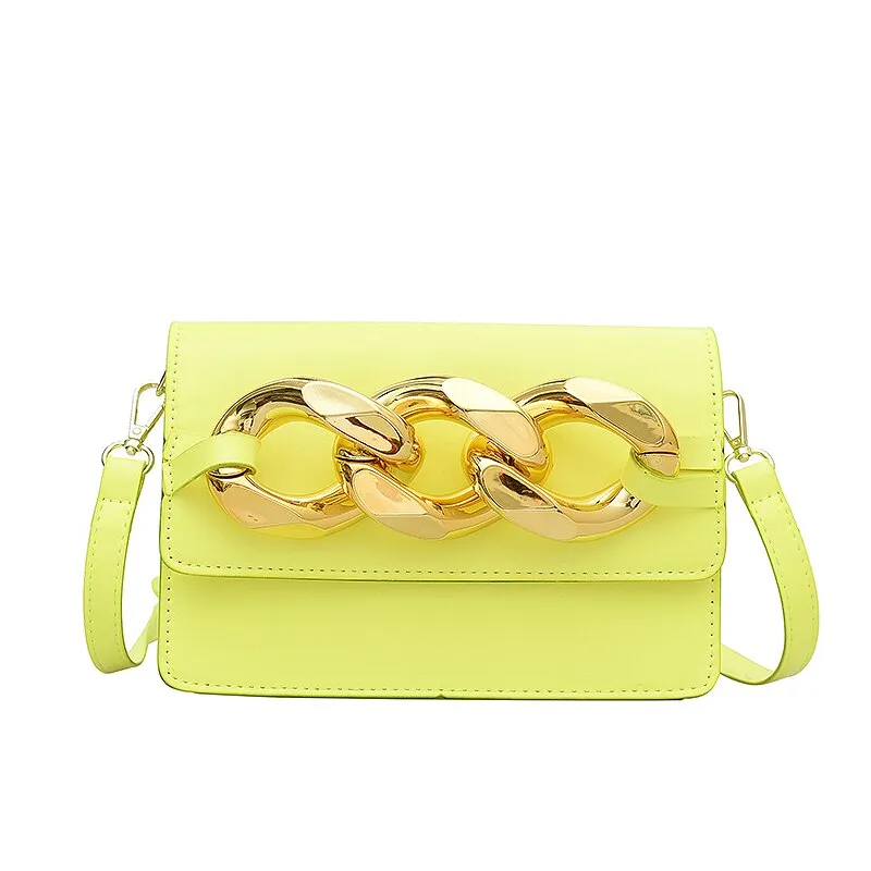 Christmas Gift Designer Thick Chain Crossbody Bags for Women Small Square Shoulder Bags Women's Bag Luxury Pu Leather Women Handbags Purse 2021