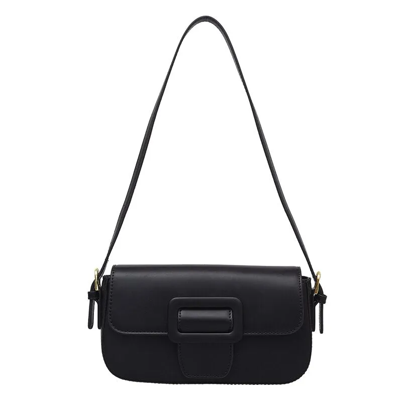 Contrast Color Baguette Leather Fashion Underarm Shoulder Crossbody Bags Women 2021 Summer Leather Designer Handbag Sac A Main