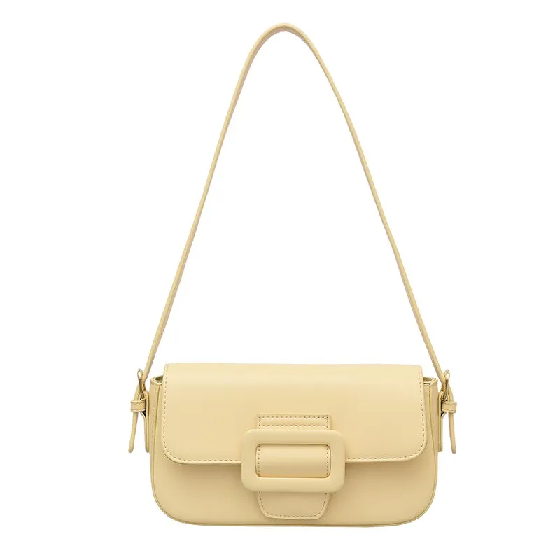 Contrast Color Baguette Leather Fashion Underarm Shoulder Crossbody Bags Women 2021 Summer Leather Designer Handbag Sac A Main
