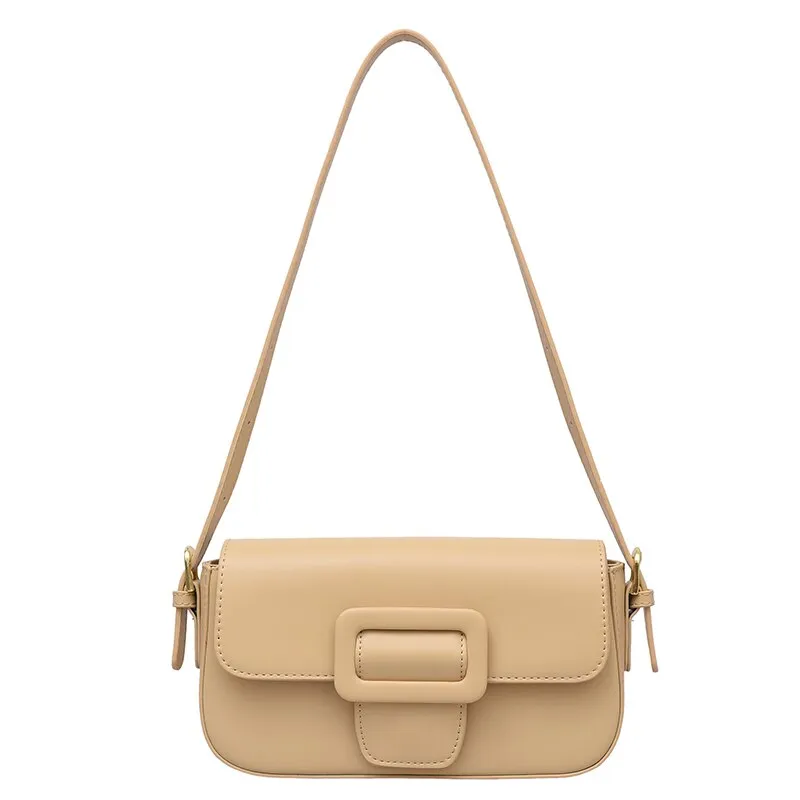 Contrast Color Baguette Leather Fashion Underarm Shoulder Crossbody Bags Women 2021 Summer Leather Designer Handbag Sac A Main