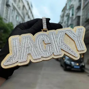 Custom Baguette Diamond Slick Font Pendant