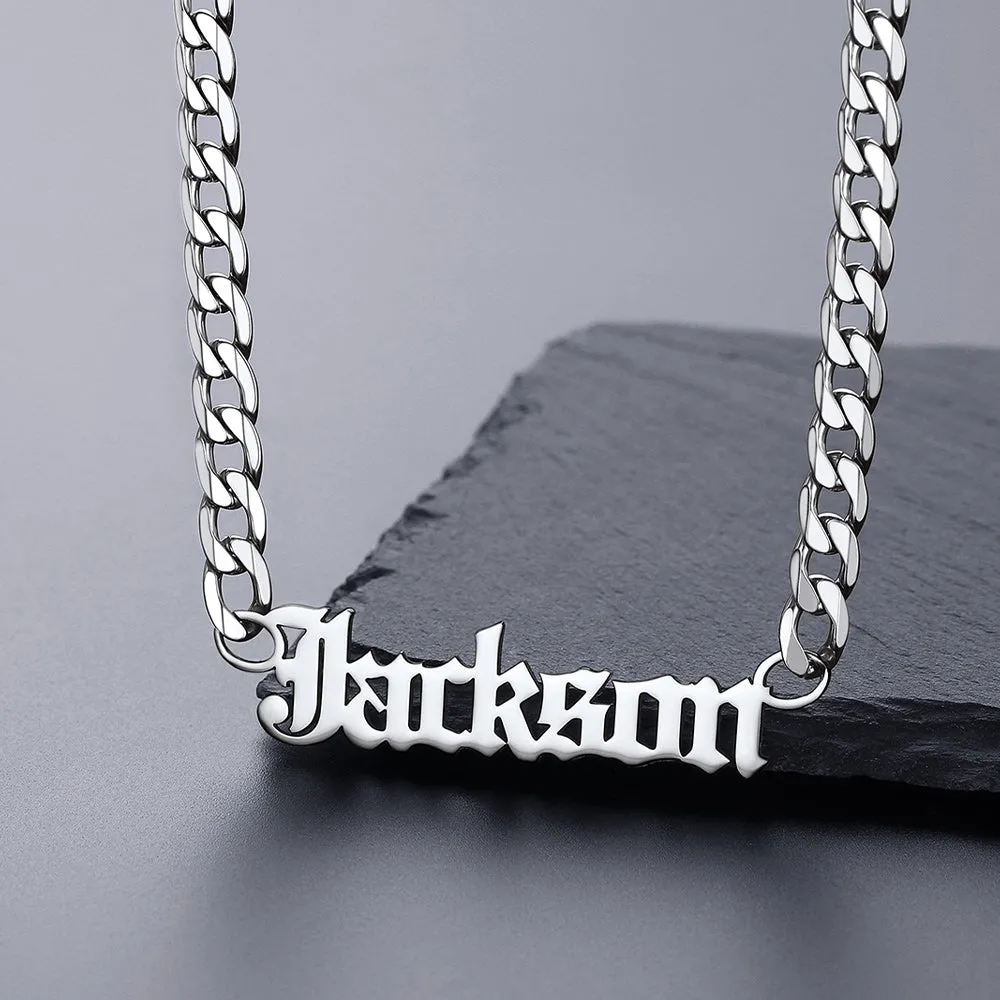 Custom Nameplate Choker Necklace with Curb Chains