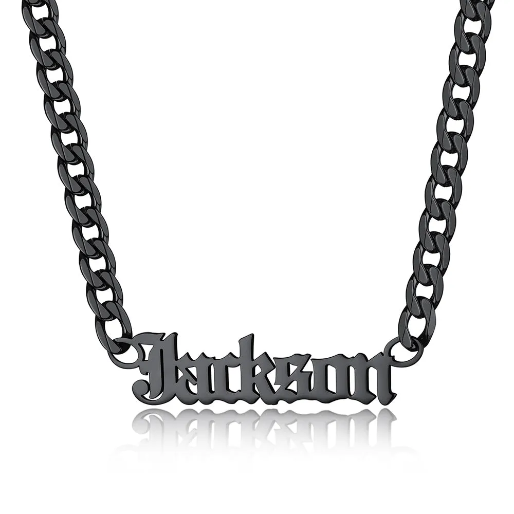 Custom Nameplate Choker Necklace with Curb Chains