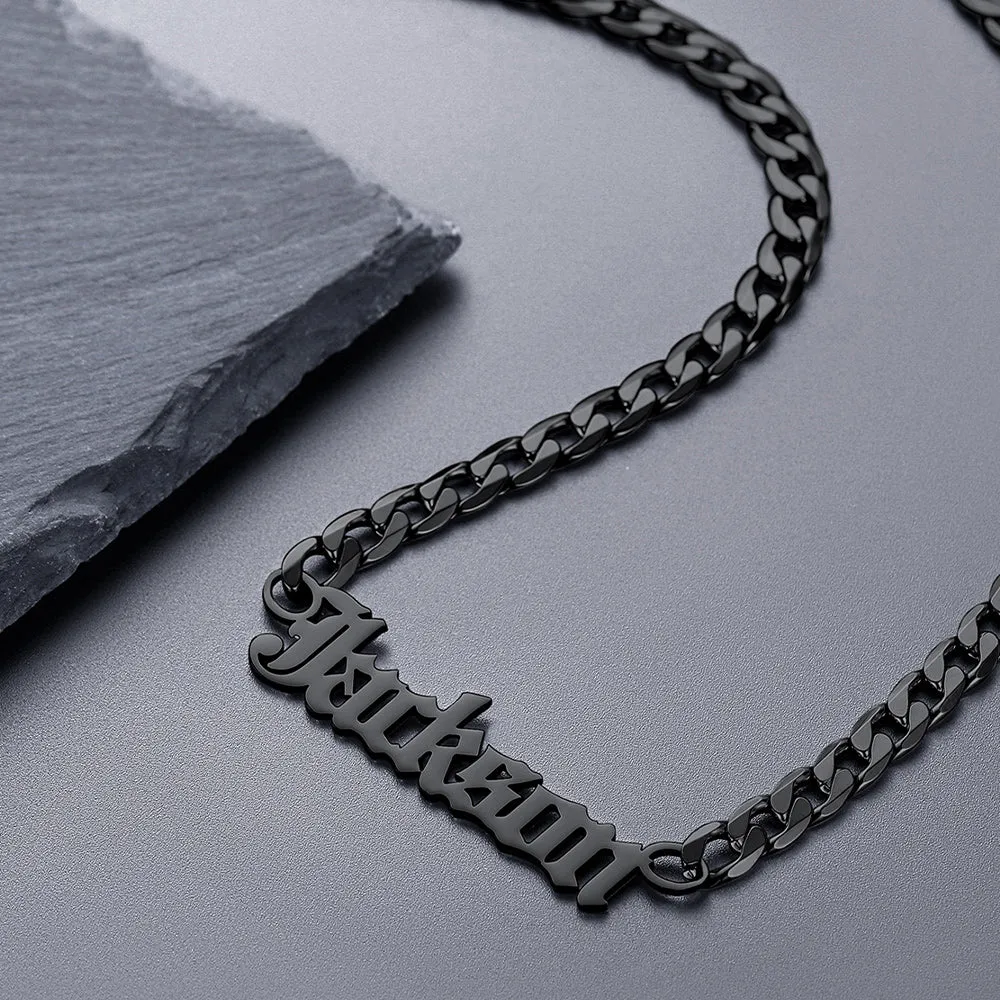 Custom Nameplate Choker Necklace with Curb Chains