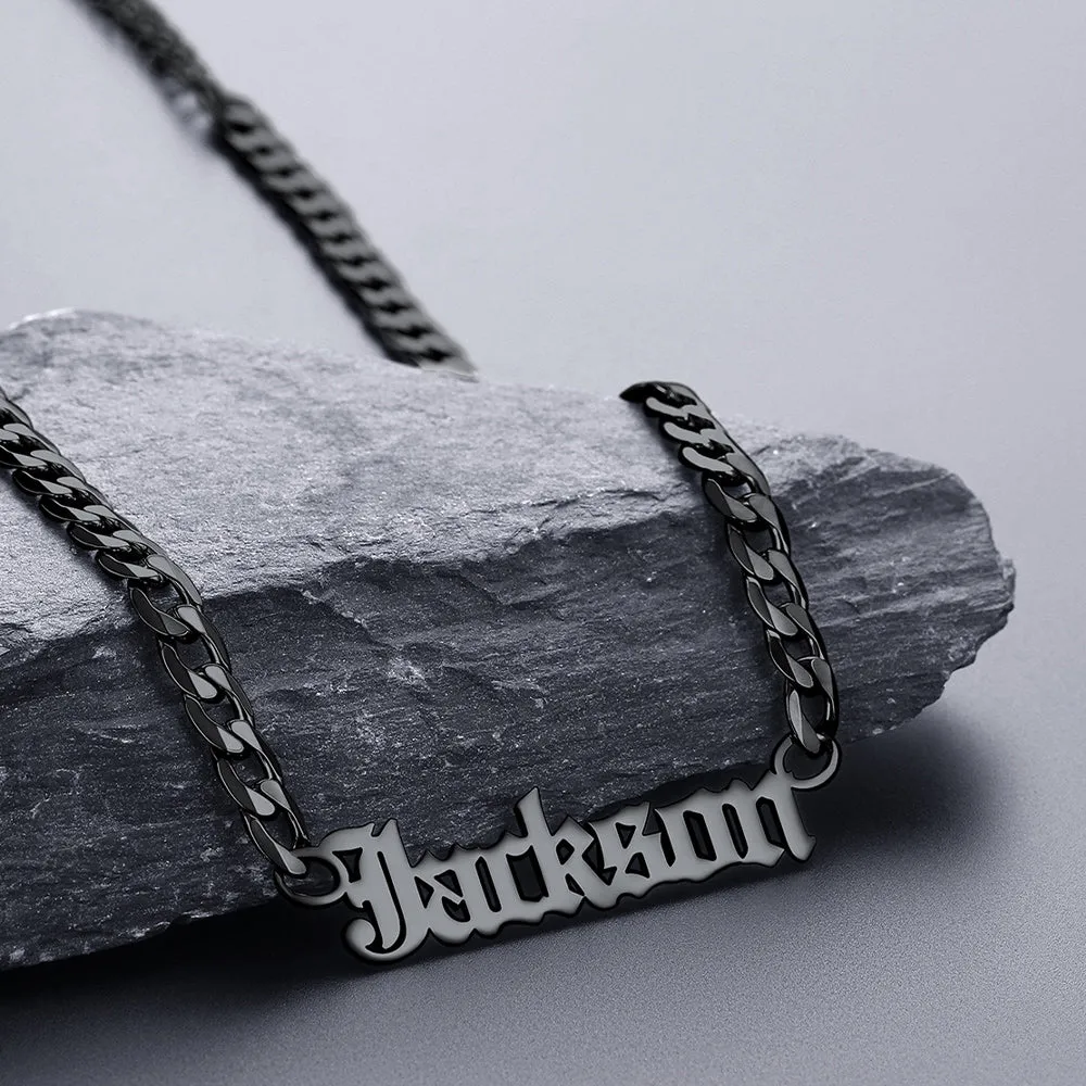 Custom Nameplate Choker Necklace with Curb Chains