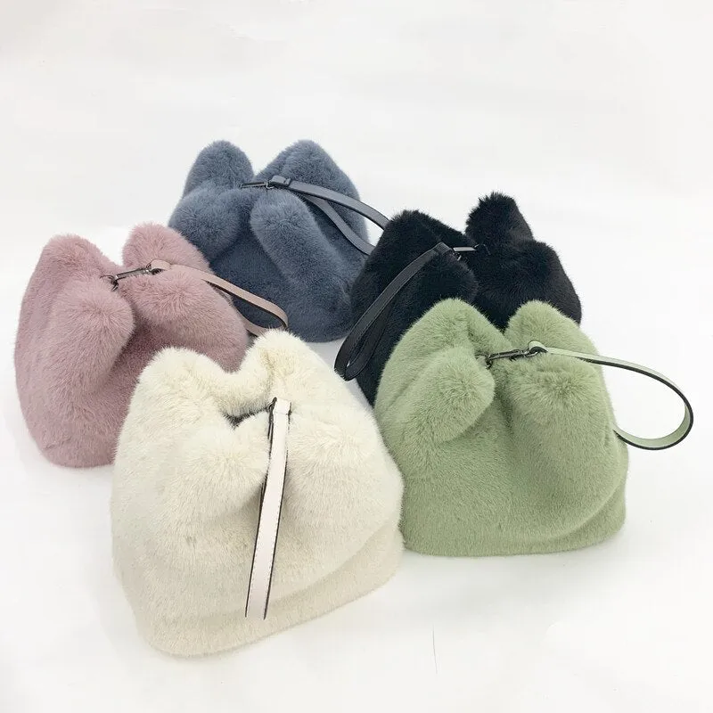 Faux Mink Bucket Bag