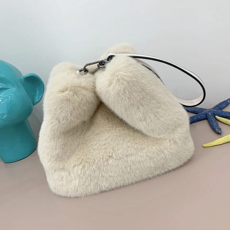 Faux Mink Bucket Bag