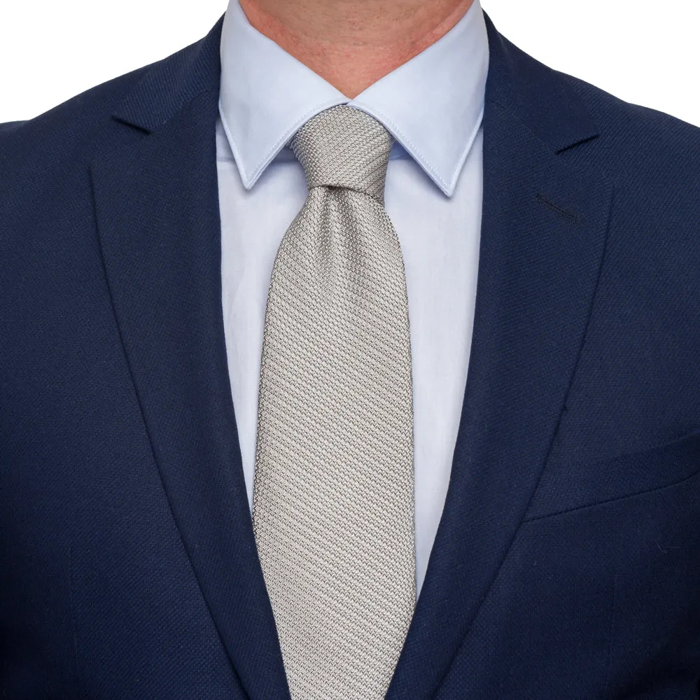 Grey Grenadine Silk Tie