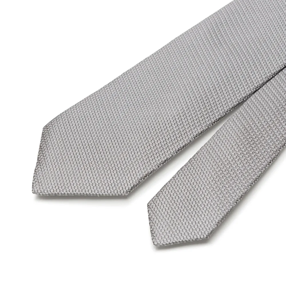 Grey Grenadine Silk Tie