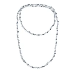 Hand Knotted 62" Multicolor Simulated Pearl Strand Necklace Triple Wrap Style