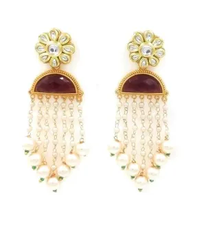 Handmade kundan marron color earrings