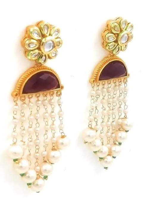 Handmade kundan marron color earrings