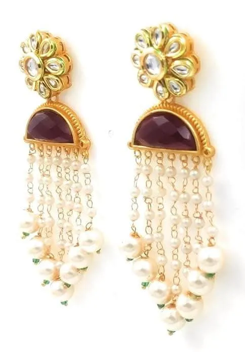 Handmade kundan marron color earrings