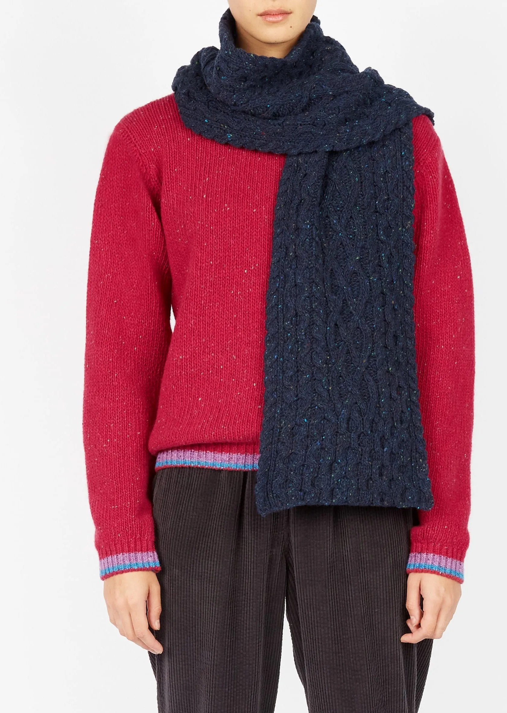 IrelandsEye Aran Luxe Scarf | Rich Navy
