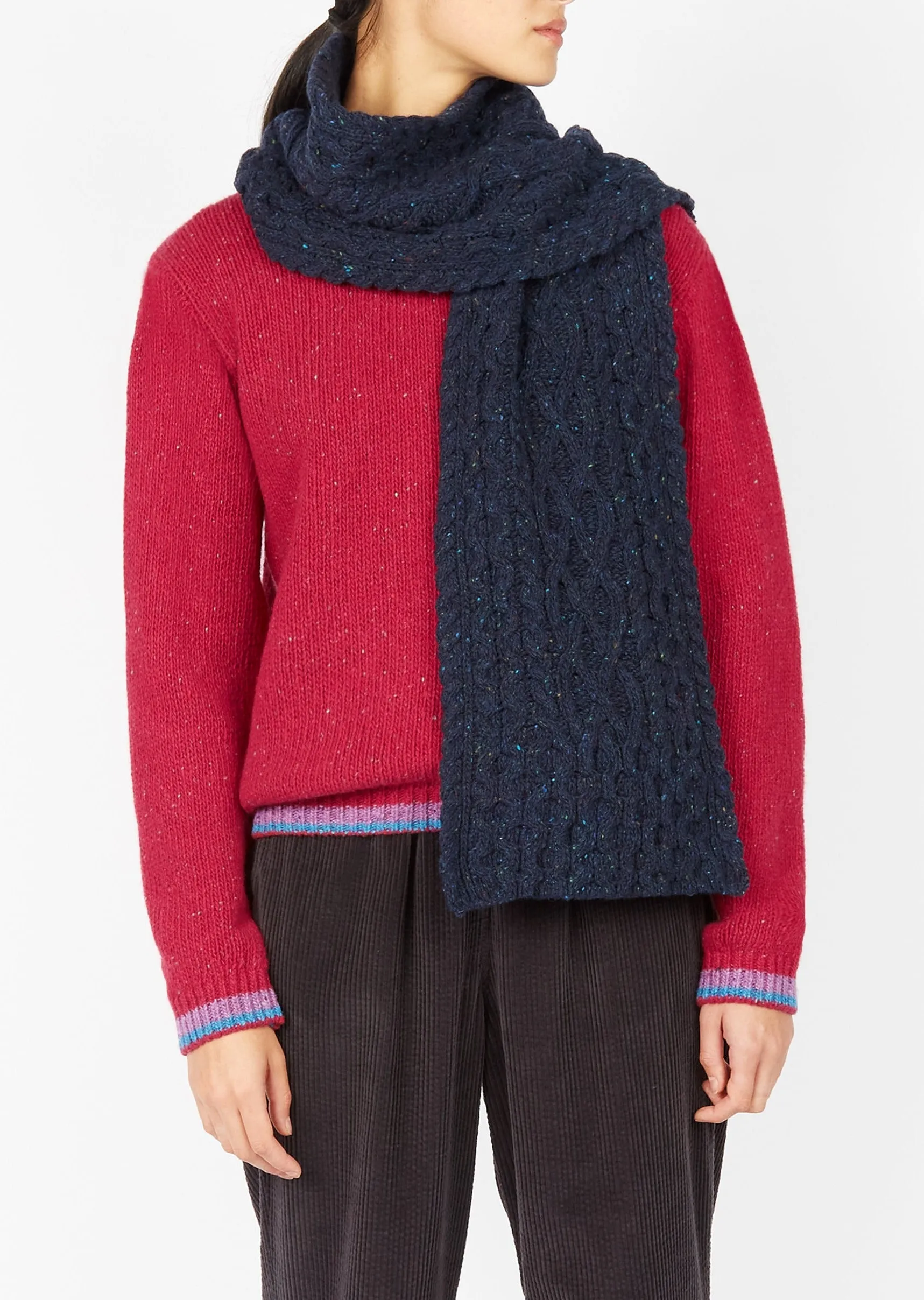 IrelandsEye Aran Luxe Scarf | Rich Navy
