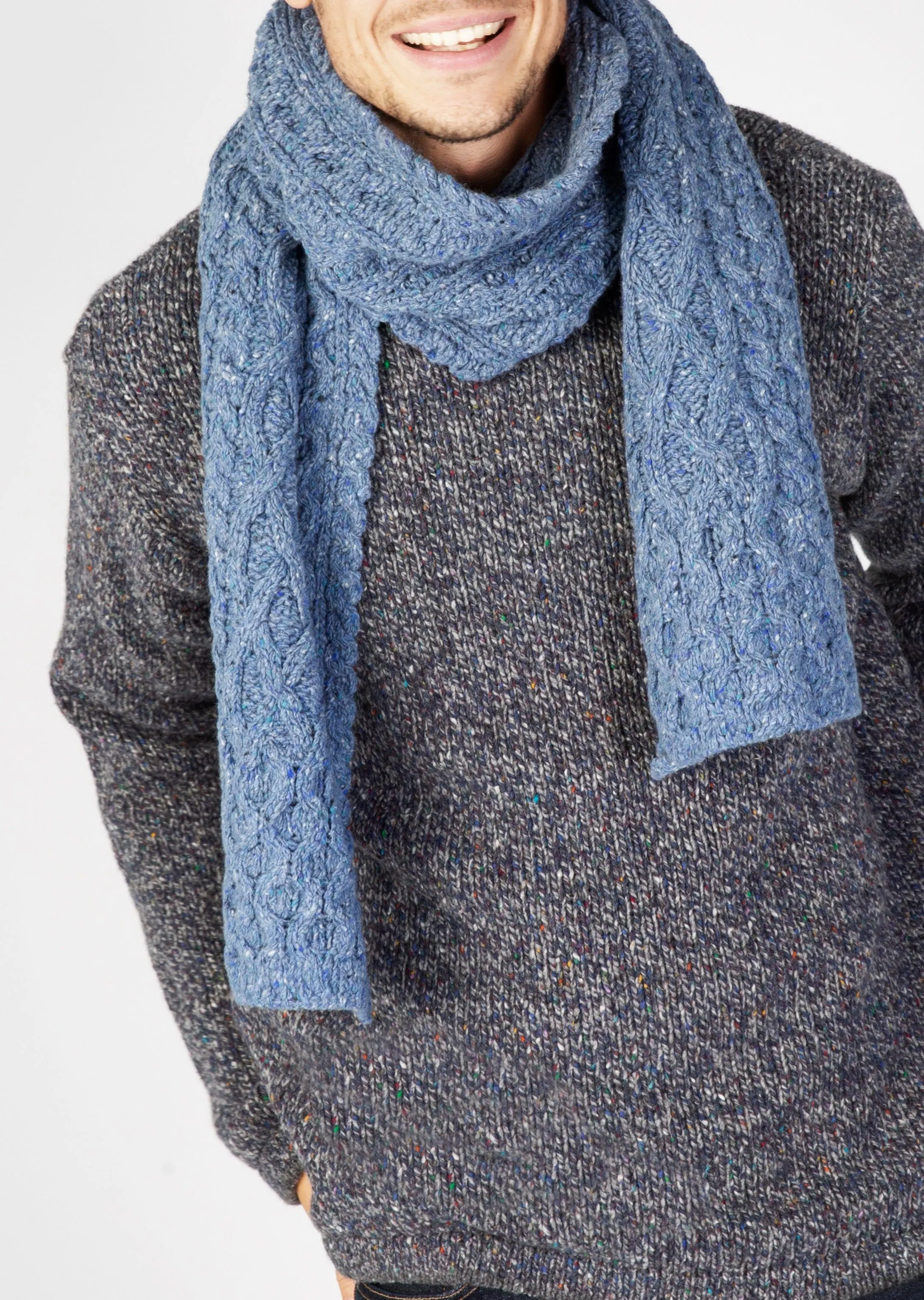 IrelandsEye Luxe Aran Scarf | Blue Ocean