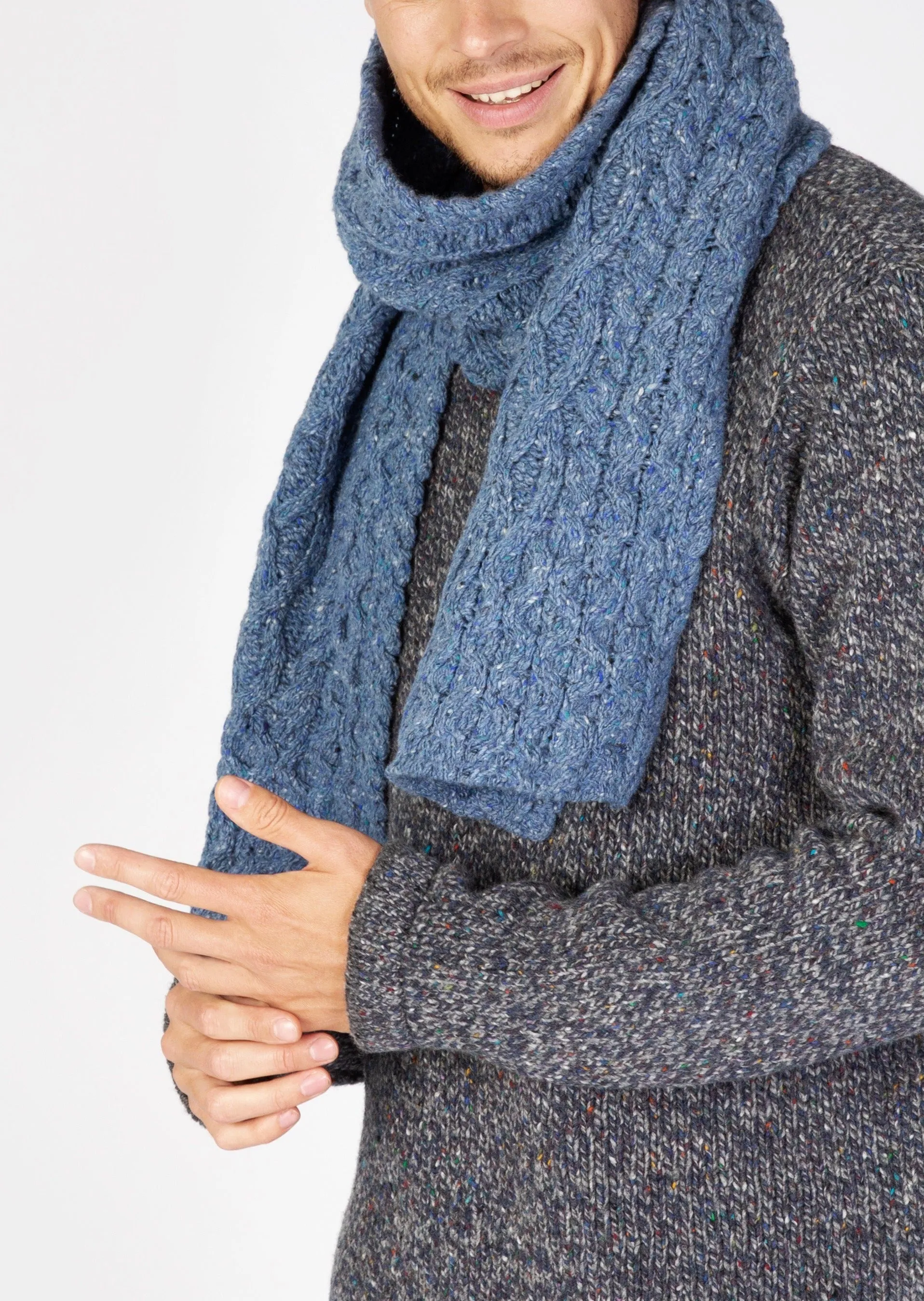 IrelandsEye Luxe Aran Scarf | Blue Ocean