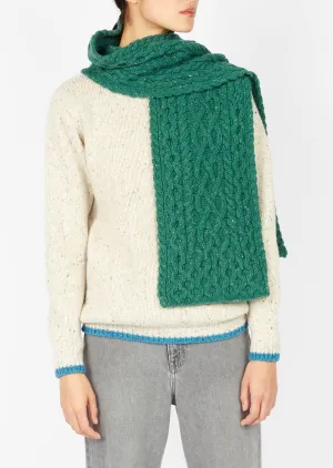 IrelandsEye Luxe Aran Scarf | Green Garden