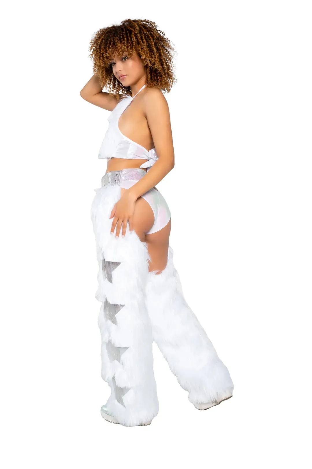 JR229 - Light-Up Faux Fur/Glitter Vinyl Star Halter
