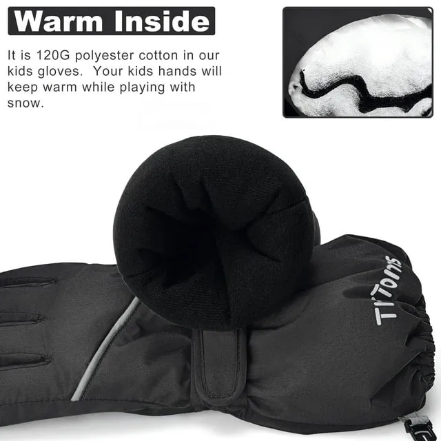 Kids Warm Gloves Winter Waterproof Snow Gloves for Ourdoor Sports Toddler Bulky Ski Gloves ZB116