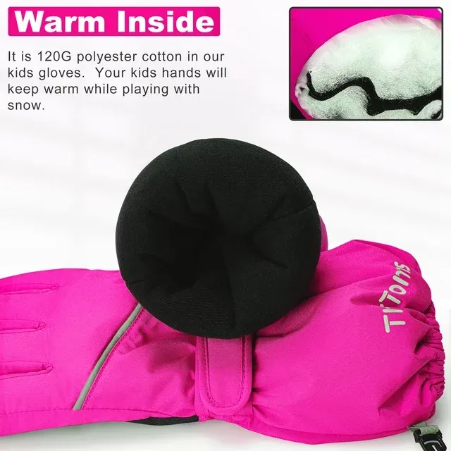Kids Warm Gloves Winter Waterproof Snow Gloves for Ourdoor Sports Toddler Bulky Ski Gloves ZB116