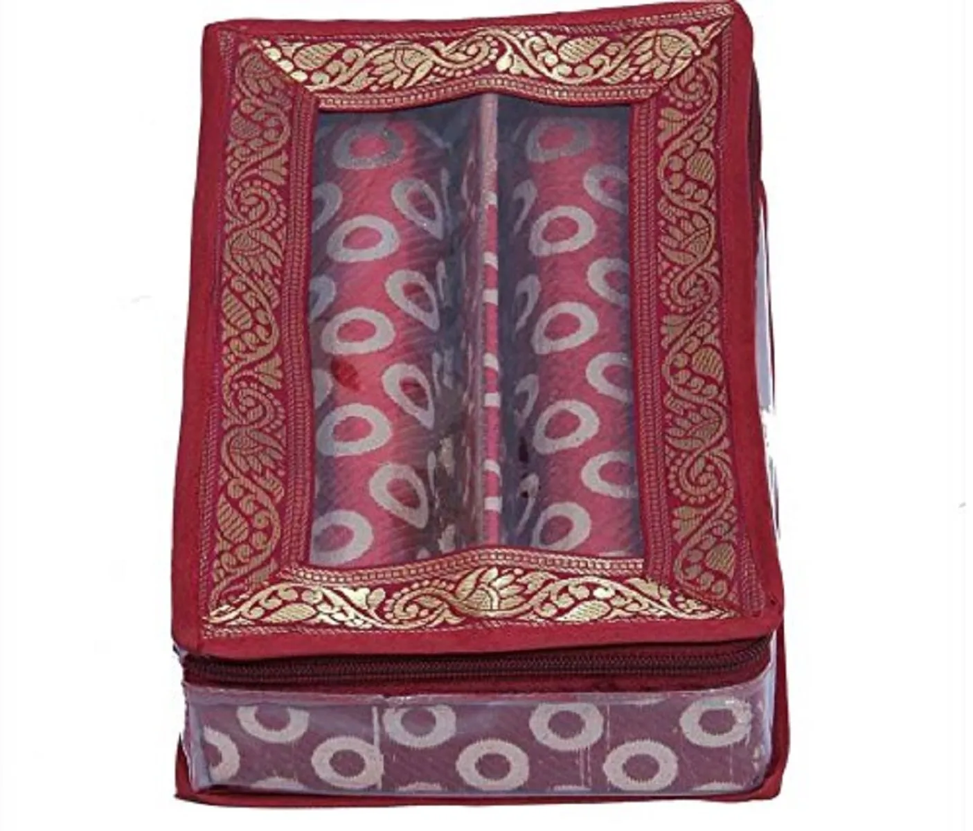 Kuber Industries 2 Pieces Wooden Two Roll Bangle Box Set, Maroon (COMBNG09), (Model: VACOMBNG009)